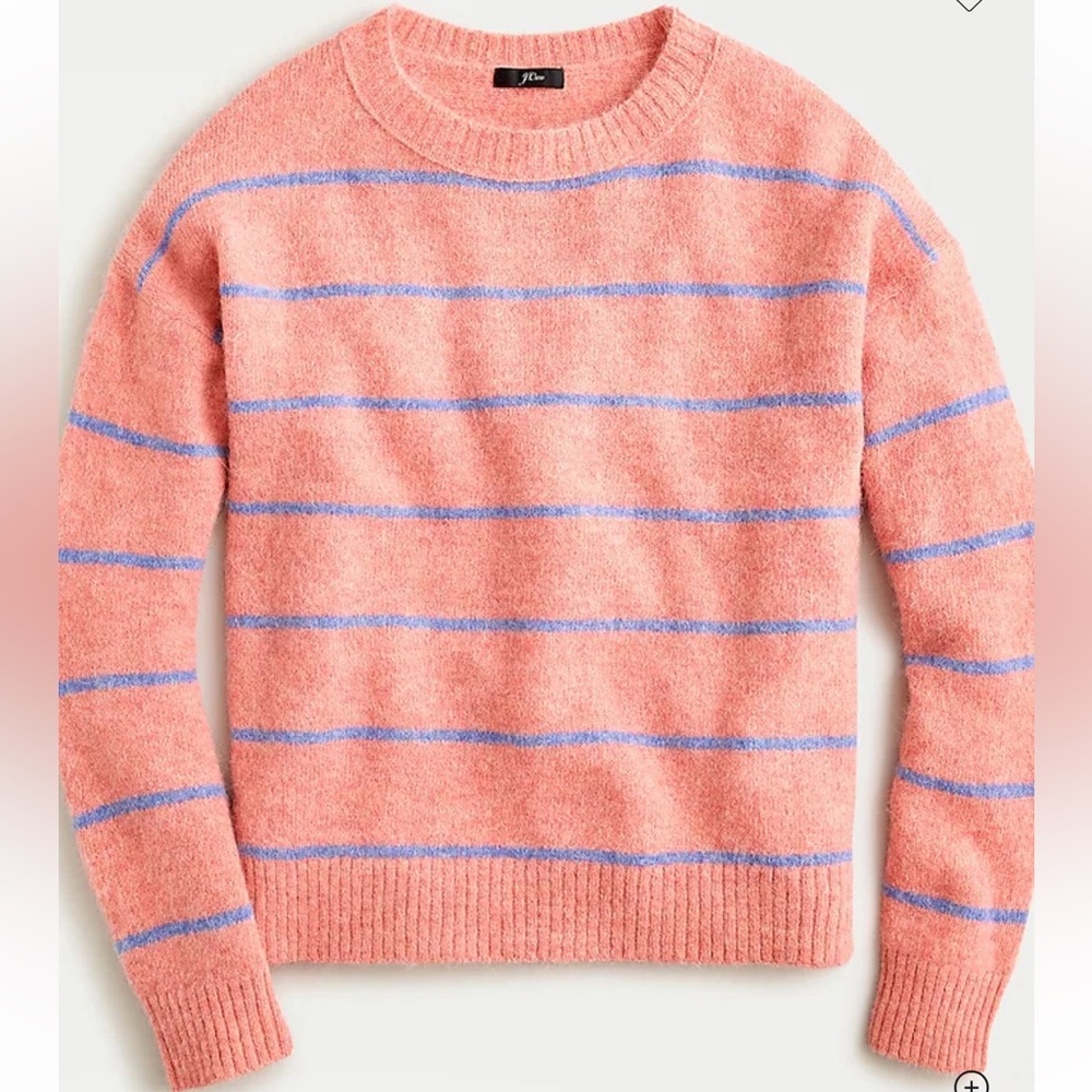 J. Crew Alpaca Pink and Blue Crew Neck Sweater Medium